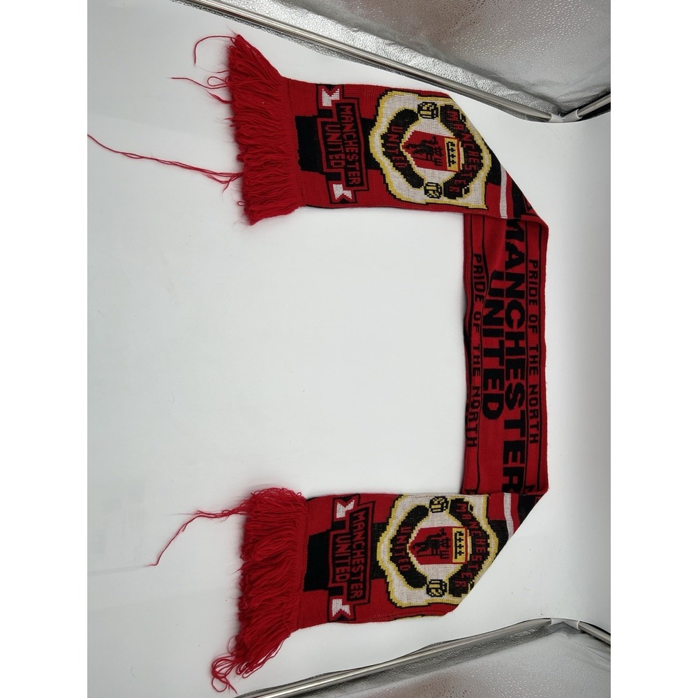 Manchester United Soccer Scarf Pride Of The North Red Knit Fringe Fan